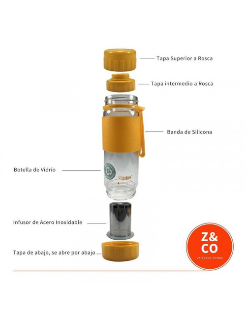 Botella keep vidrio con infusor