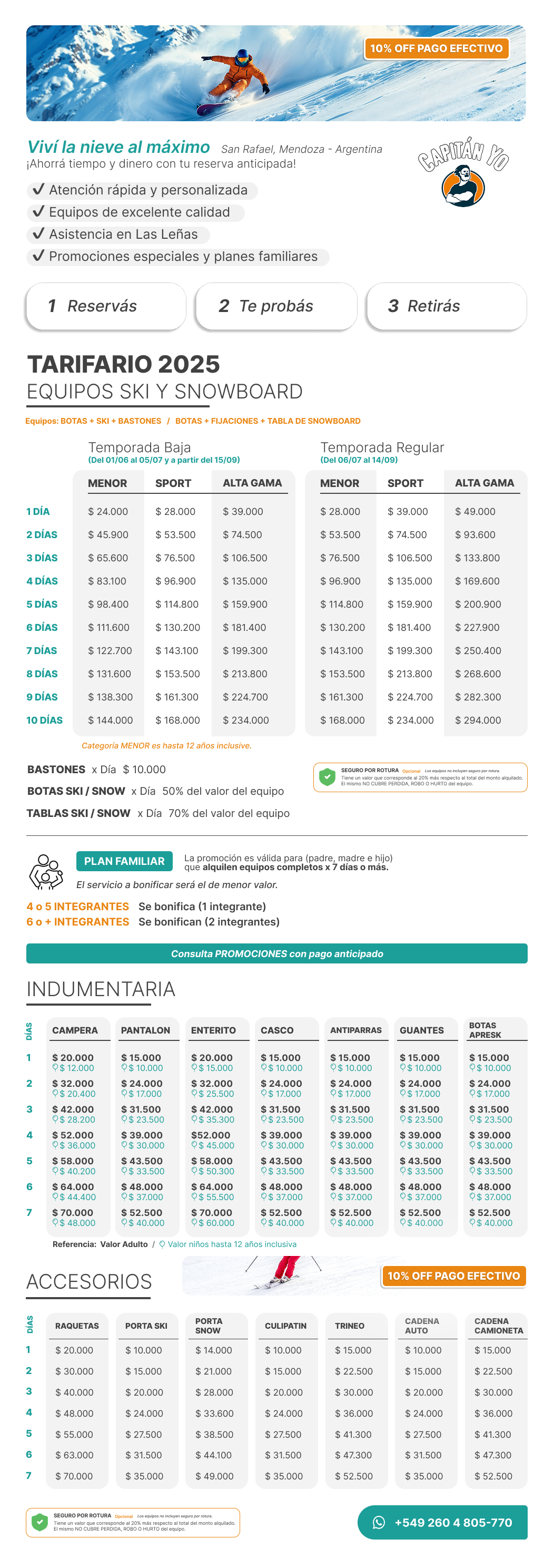 Rental de ski en San Rafael