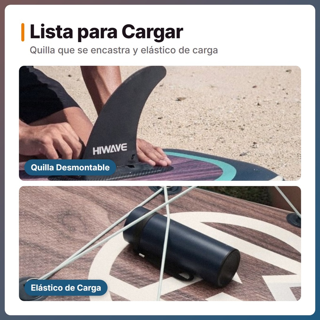 TABLA STAND UP HIWAVE MODELO HW07 INFLABLE C/ASIENTO 3.35M MADERA/AZUL - quilla-carga
