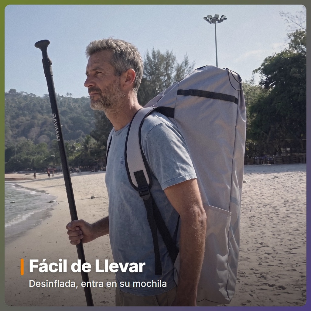 TABLA STAND UP HIWAVE MODELO HW14 INFLABLE 3.51M VERDE - con-la-mochila