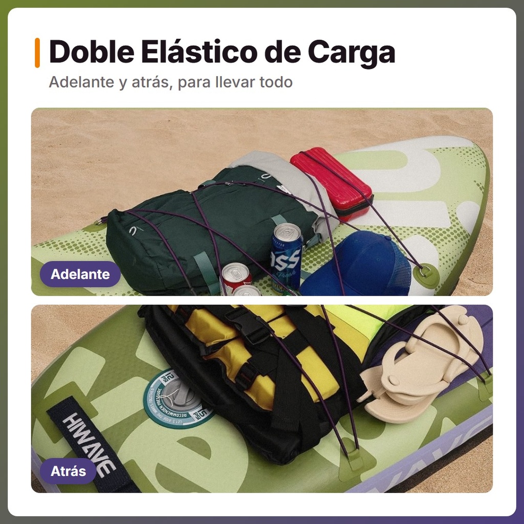 TABLA STAND UP HIWAVE MODELO HW14 INFLABLE 3.51M VERDE - doble-carga