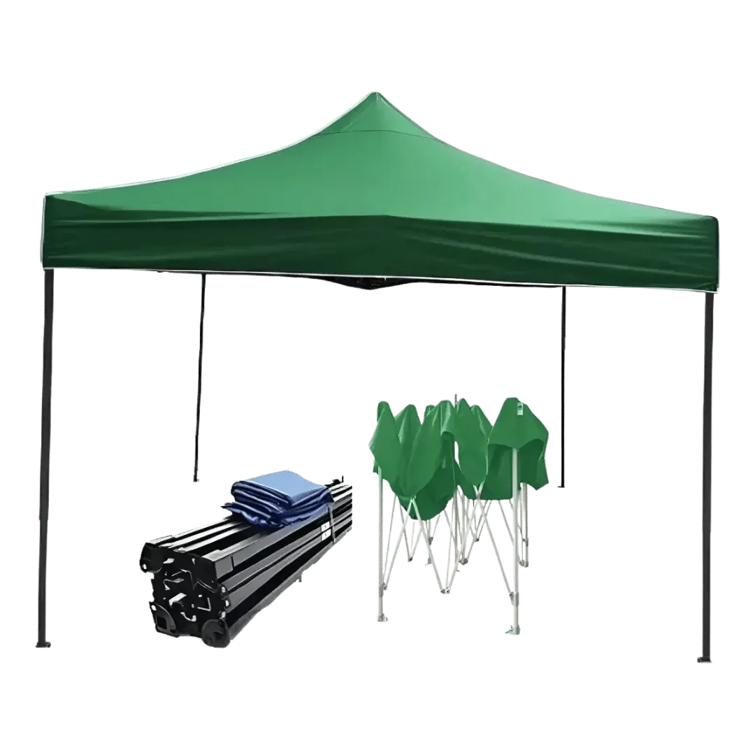 [132334] GAZEBO RECKO 3X3 HIERRO SIN PAREDES CON FUNDA (Verde)
