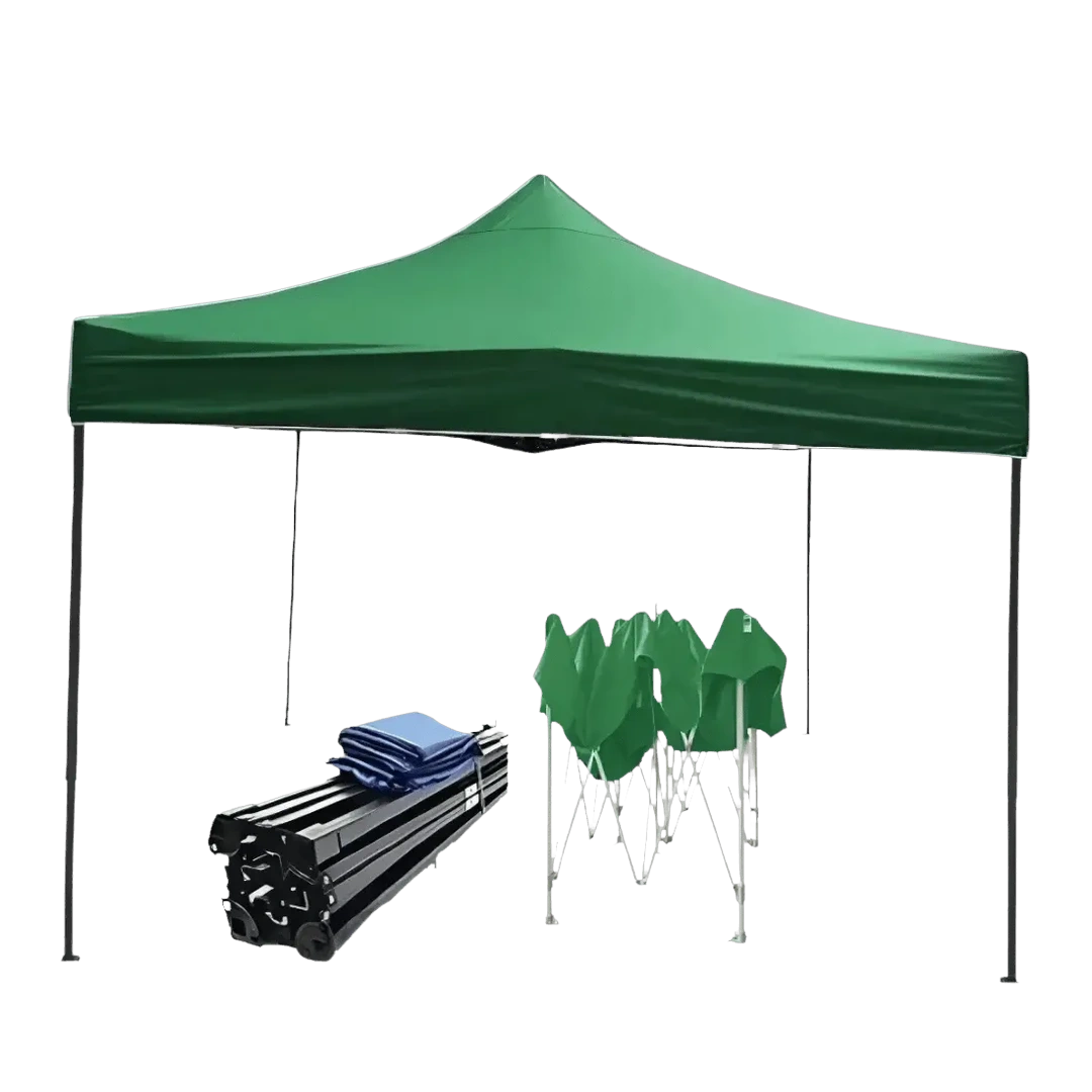 [132334] GAZEBO RECKO 3X3 HIERRO SIN PAREDES CON FUNDA (Verde)