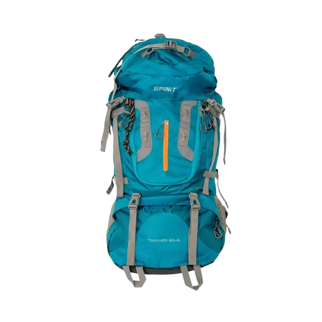 [132832] MOCHILA SPINIT TREKKER 65+5 VERDE AZULADO 70LT COBERTOR