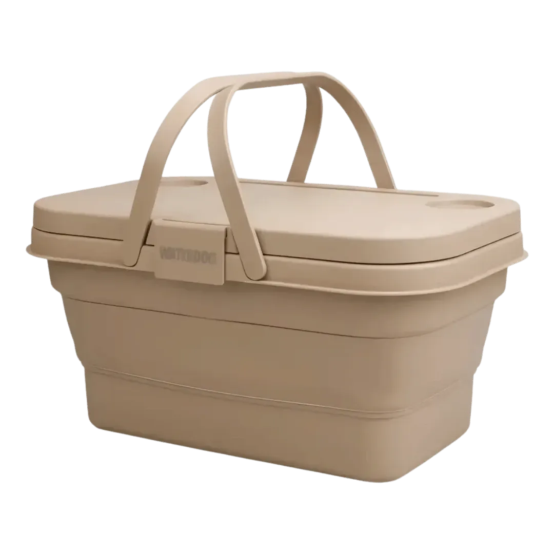 [133315] CANASTO WATERDOG PLEGABLE Y MESA 30LTS (Beige)